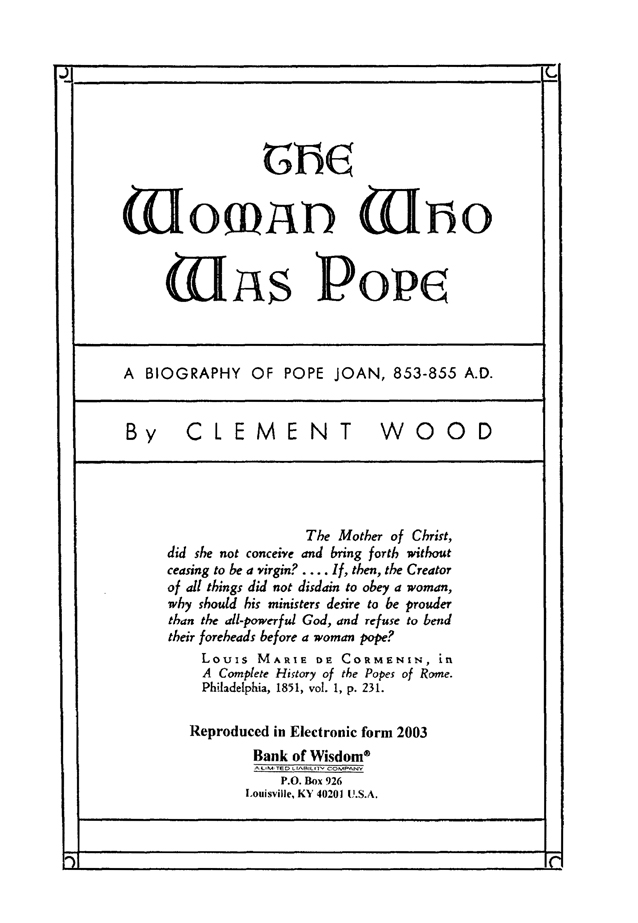 The Woman Who Was Pope